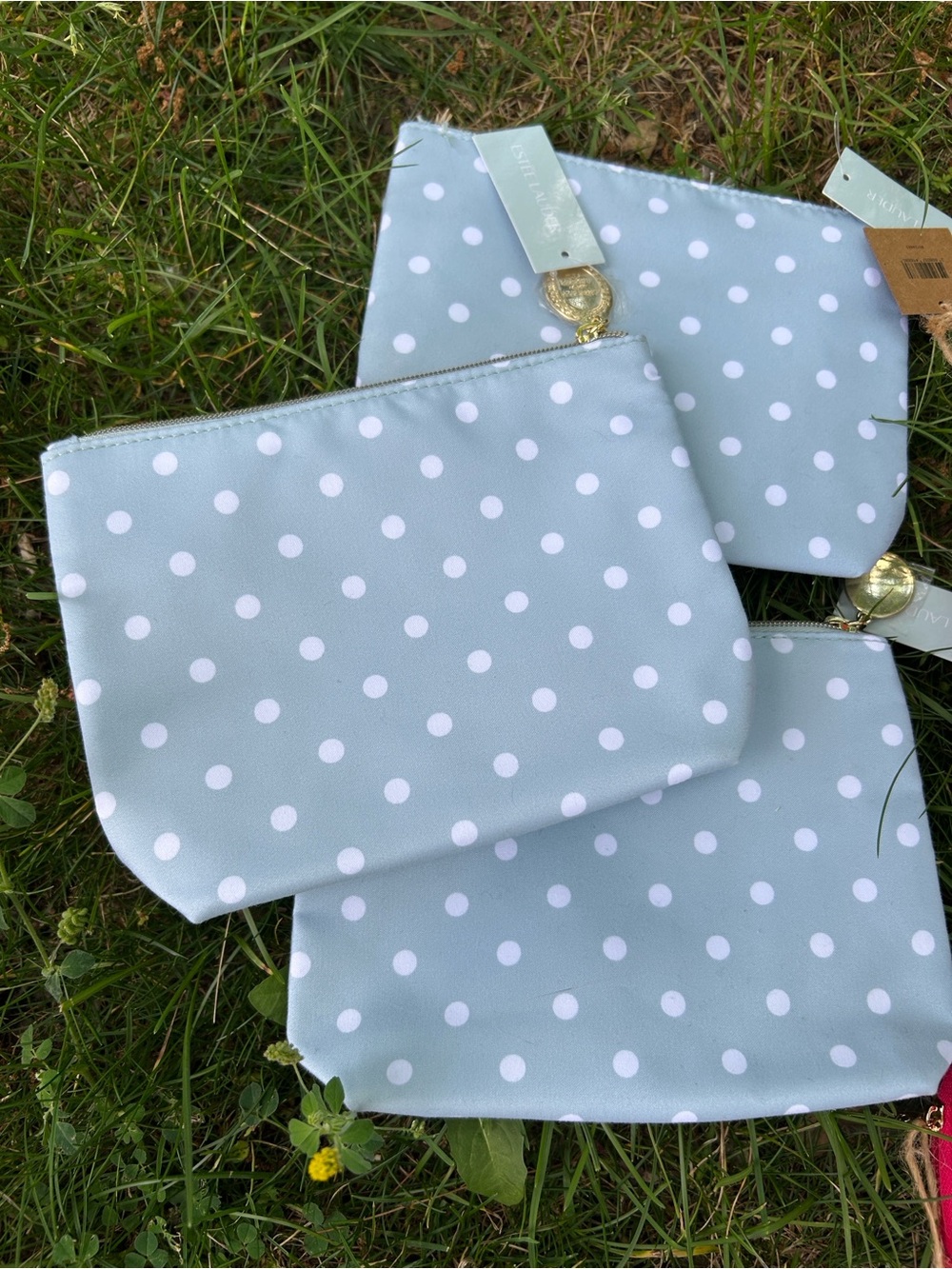 3xEstée Lauder Polka Dot Cosmetic Pouch Set